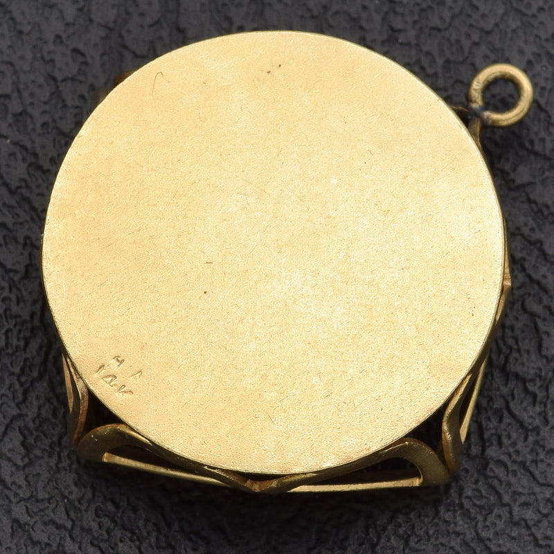 Vintage 14K Yellow Gold Multi-Stone Enamel Flower Basket Charm Pendant