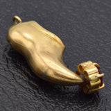 Vintage 18K Yellow Gold Ruby Persian Slipper Shoe Charm Pendant