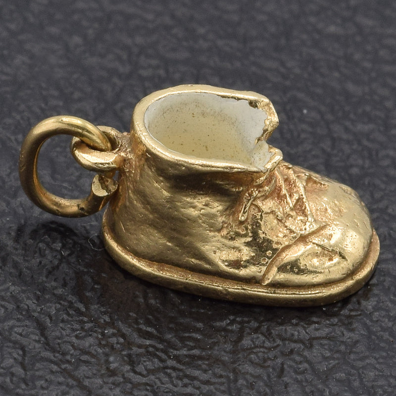 Vintage 14K Yellow Gold Cute Baby Shoe Charm Pendant