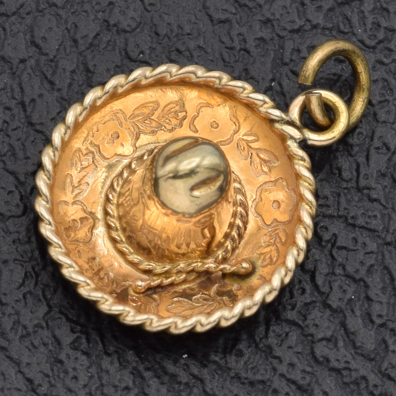 Vintage 14K Yellow Gold Sombrero Hat Charm Pendant