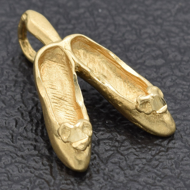 Vintage 14K Yellow Gold Women Flats Shoe Charm Pendant