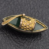 Vintage 14K Yellow Gold 10.7 Ct Green Jade Marquise Charm Pendant