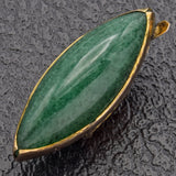 Vintage 14K Yellow Gold 10.7 Ct Green Jade Marquise Charm Pendant