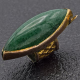 Vintage 14K Yellow Gold 10.7 Ct Green Jade Marquise Charm Pendant