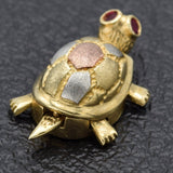 Vintage 14K Yellow Gold Ruby Movable Turtle Charm Pendant