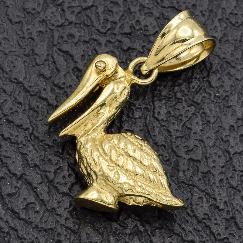 Vintage 14K Yellow Gold Pelican Bird with Movable Beak Charm Pendant