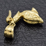 Vintage 14K Yellow Gold Pelican Bird with Movable Beak Charm Pendant