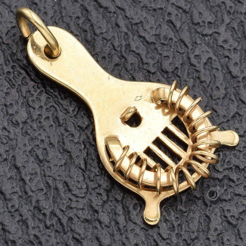 Vintage 14K Yellow Gold Cocktail Strainer Charm Pendant