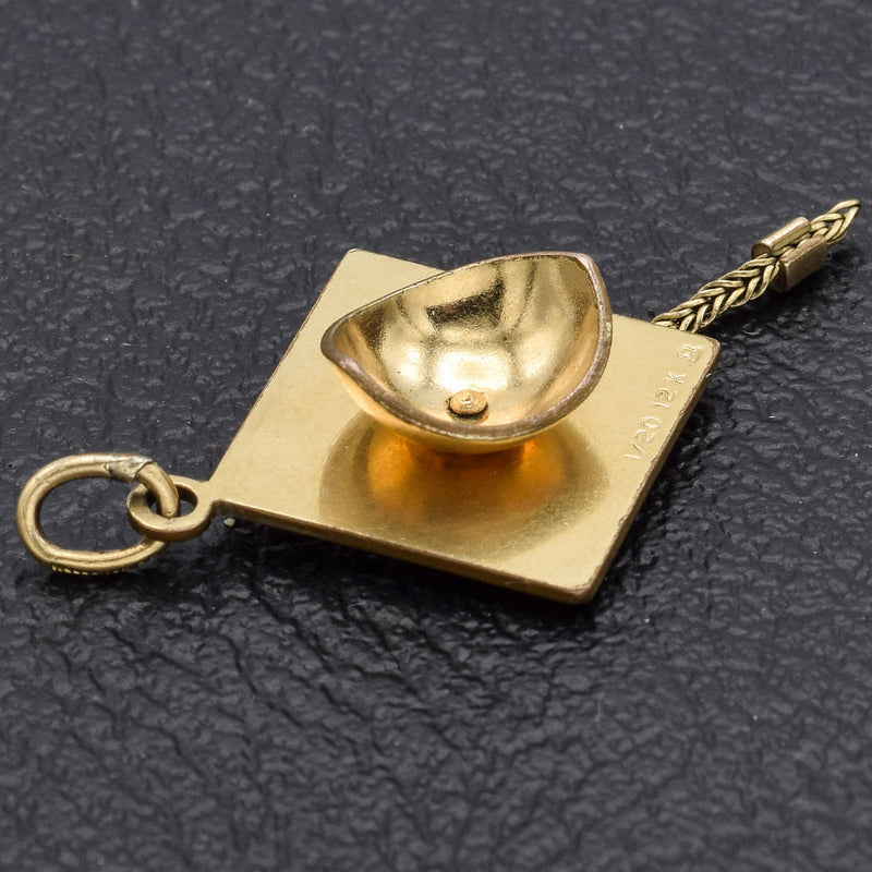 Vintage 12K Gold Filled Graduation Cap Charm Pendant