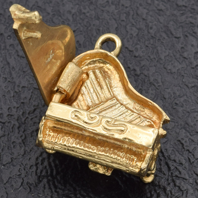 Vintage 14K Yellow Gold Openable Movable Piano Charm Pendant 3.9 Grams