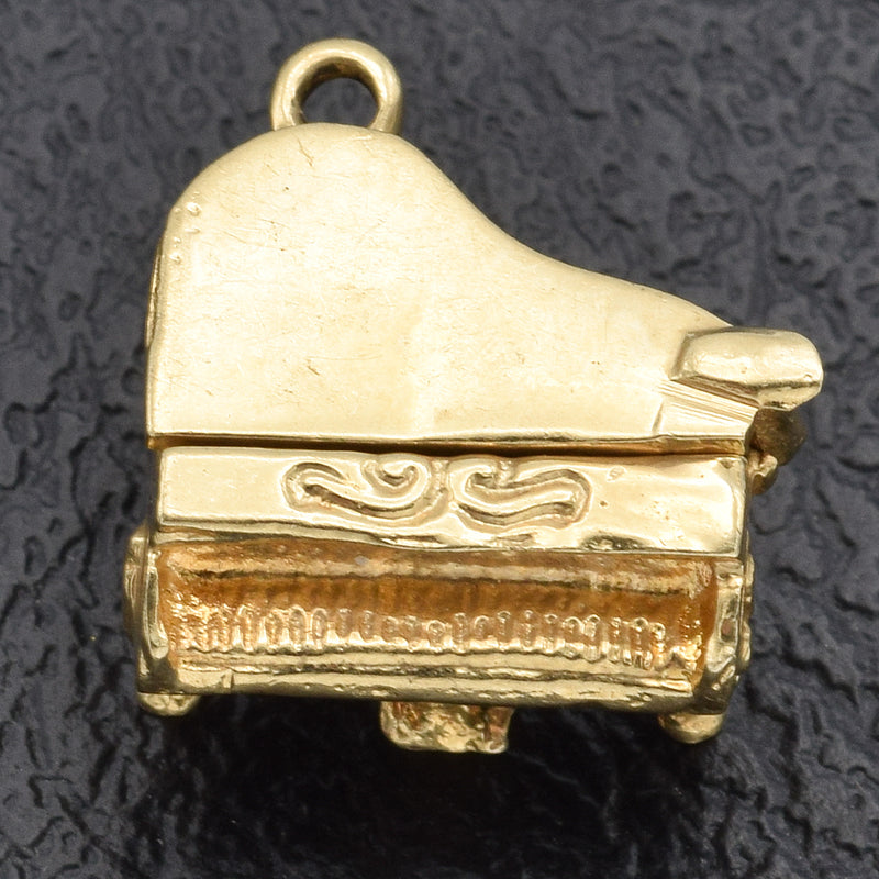 Vintage 14K Yellow Gold Openable Movable Piano Charm Pendant 3.9 Grams