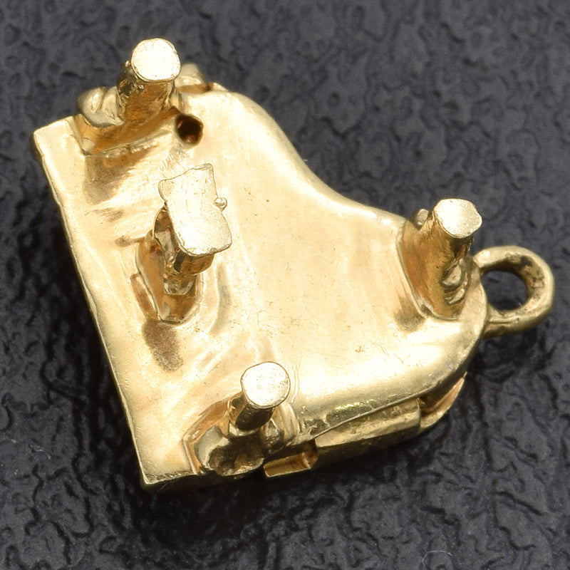 Vintage 14K Yellow Gold Openable Movable Piano Charm Pendant 3.9 Grams