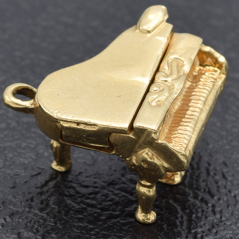 Vintage 14K Yellow Gold Openable Movable Piano Charm Pendant 3.9 Grams
