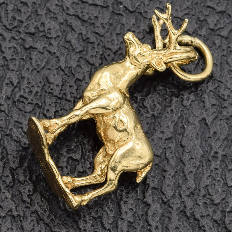 Vintage 14K Yellow Gold Deer Charm Pendant
