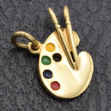Vintage 14K Yellow Gold Enamel Artist Painting Palette Charm Pendant 1.4 Grams
