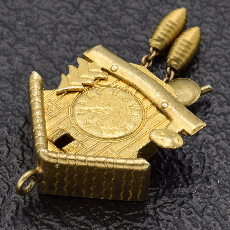 Vintage 14K Yellow Gold Cuckoo Movable Charm Pendant