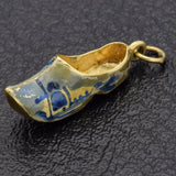 Vintage 14K Yellow Gold Enamel Dutch Clog Shoe Charm Pendant
