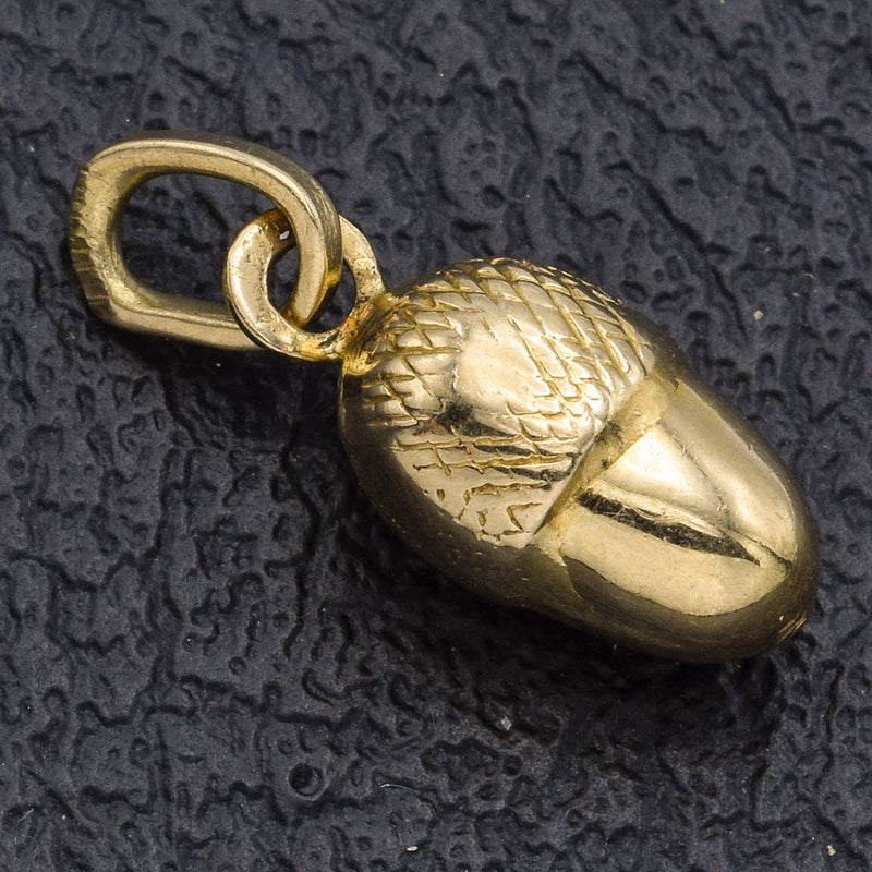 Vintage 14K Yellow Gold Acorn Charm Pendant