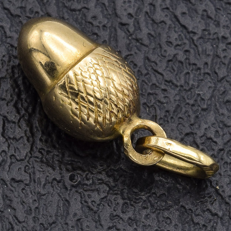 Vintage 14K Yellow Gold Acorn Charm Pendant