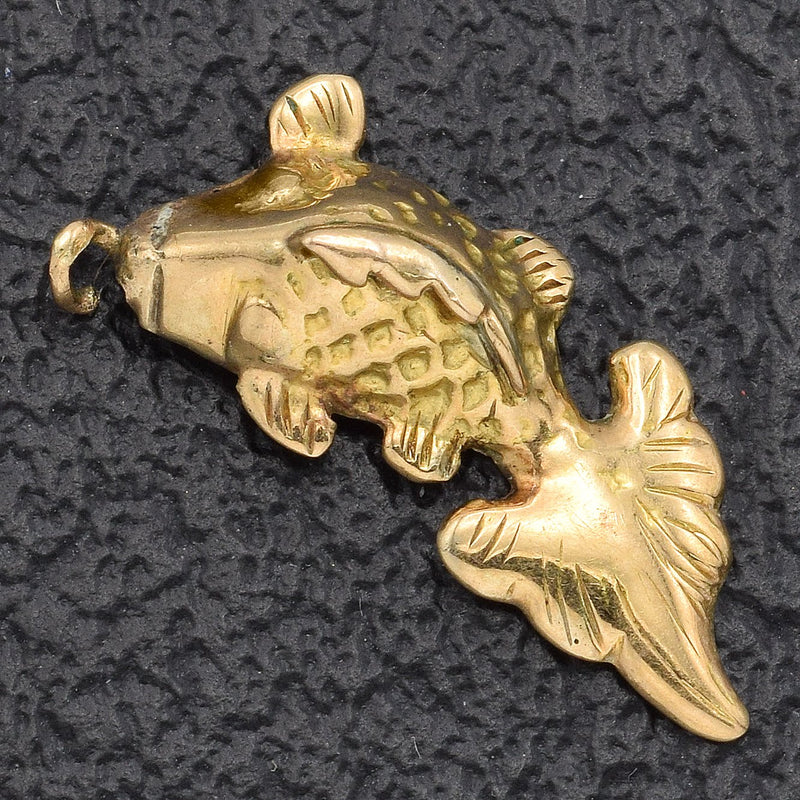 Vintage 14K Yellow Gold Koi Fish Charm Pendant