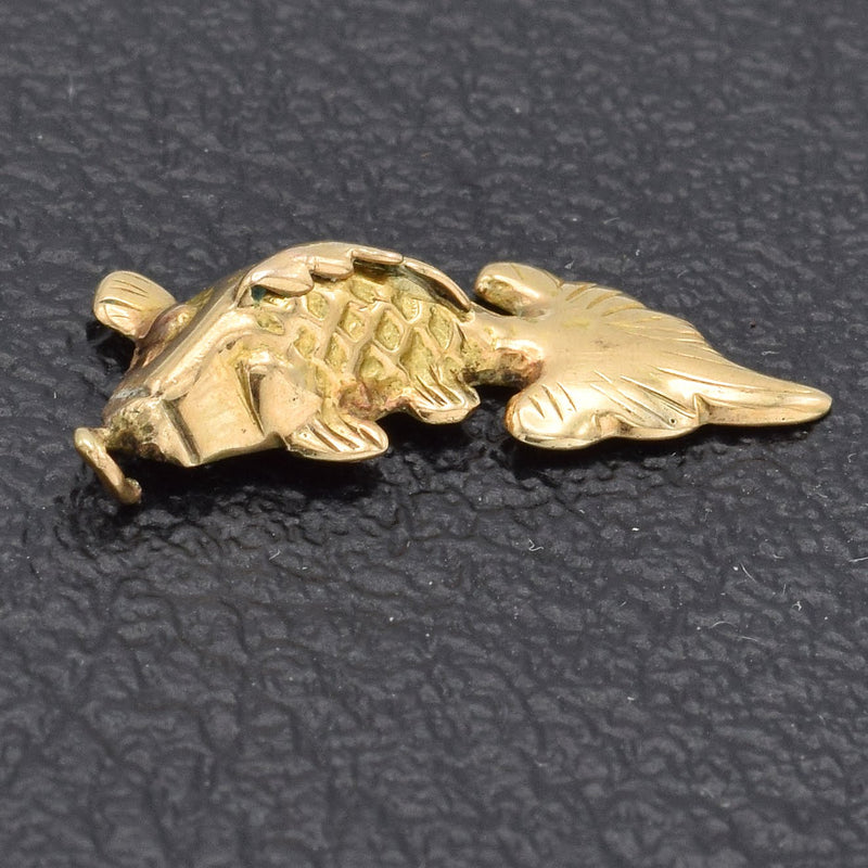 Vintage 14K Yellow Gold Koi Fish Charm Pendant