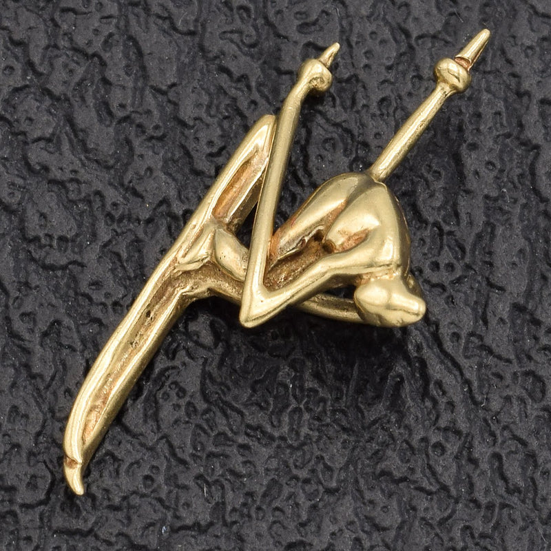 Vintage 14K Yellow Gold Ski Racer Charm Pendant