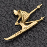 Vintage 14K Yellow Gold Ski Racer Charm Pendant