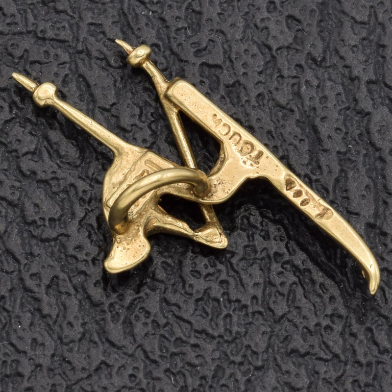 Vintage 14K Yellow Gold Ski Racer Charm Pendant