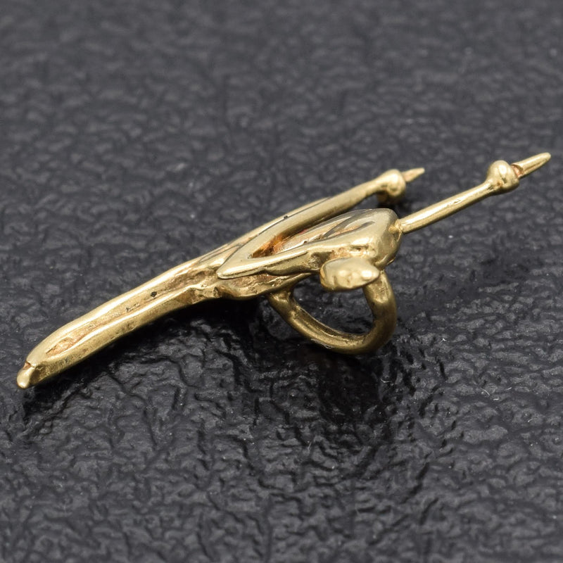 Vintage 14K Yellow Gold Ski Racer Charm Pendant