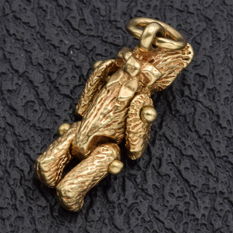 Vintage 14K Yellow Gold Movable Teddy Bear Charm Pendant
