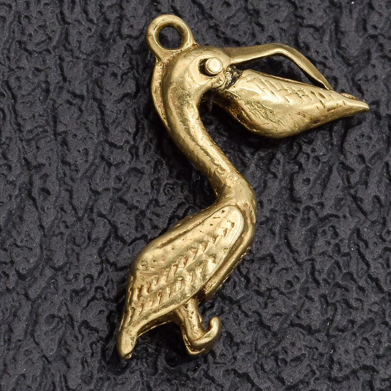 Vintage 14K Yellow Gold Pelican Bird with Movable Beak Charm Pendant
