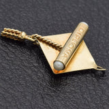 Vintage 14K Yellow Gold Graduation Cap & Diploma Pearl Charm Pendant