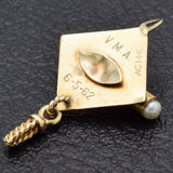 Vintage 14K Yellow Gold Graduation Cap & Diploma Pearl Charm Pendant