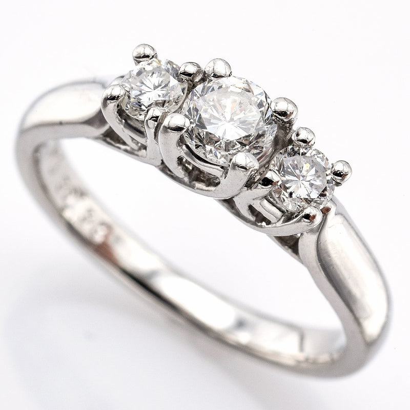 Vintage Platinum 0.68 TCW Three-Stone Diamond Band Ring