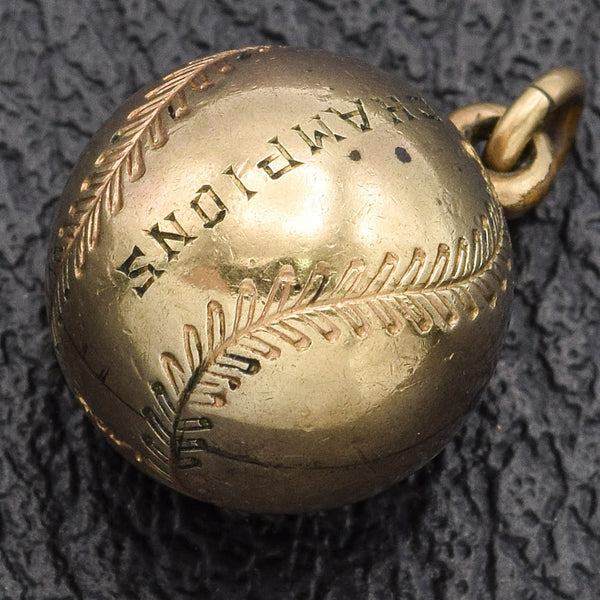 Vintage Gold Filled Champions Baseball Charm Pendant