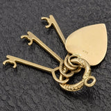 Vintage 14K Yellow Gold Heart and Keys Charm Pendant