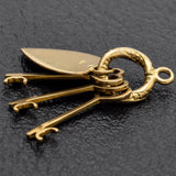 Vintage 14K Yellow Gold Heart and Keys Charm Pendant