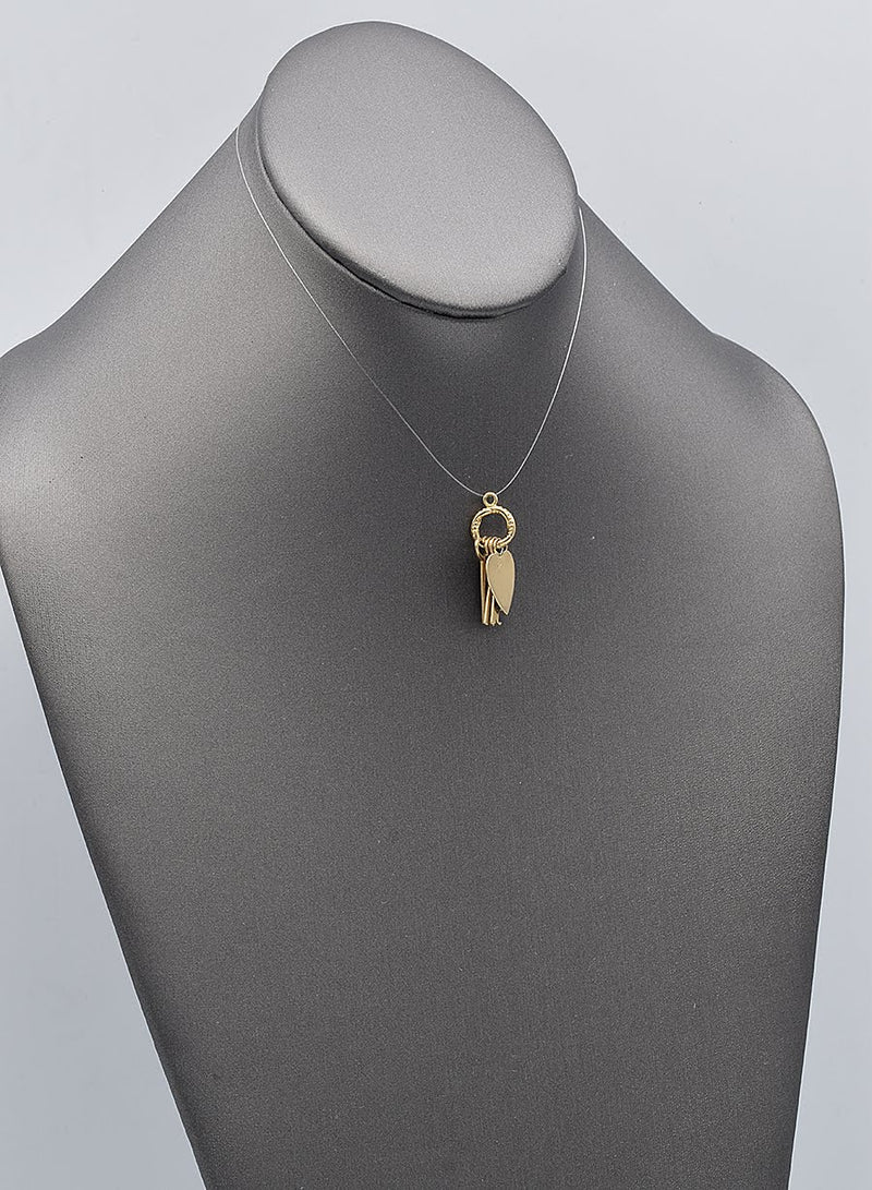 Vintage 14K Yellow Gold Heart and Keys Charm Pendant