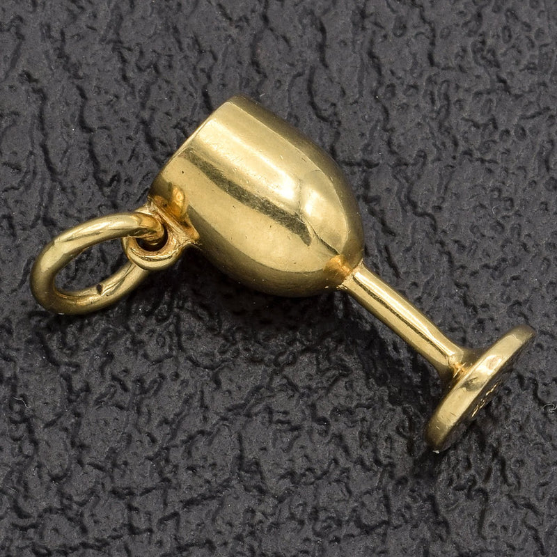 Vintage 14K Yellow Gold Wine Glass Charm Pendant