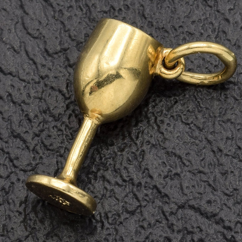 Vintage 14K Yellow Gold Wine Glass Charm Pendant