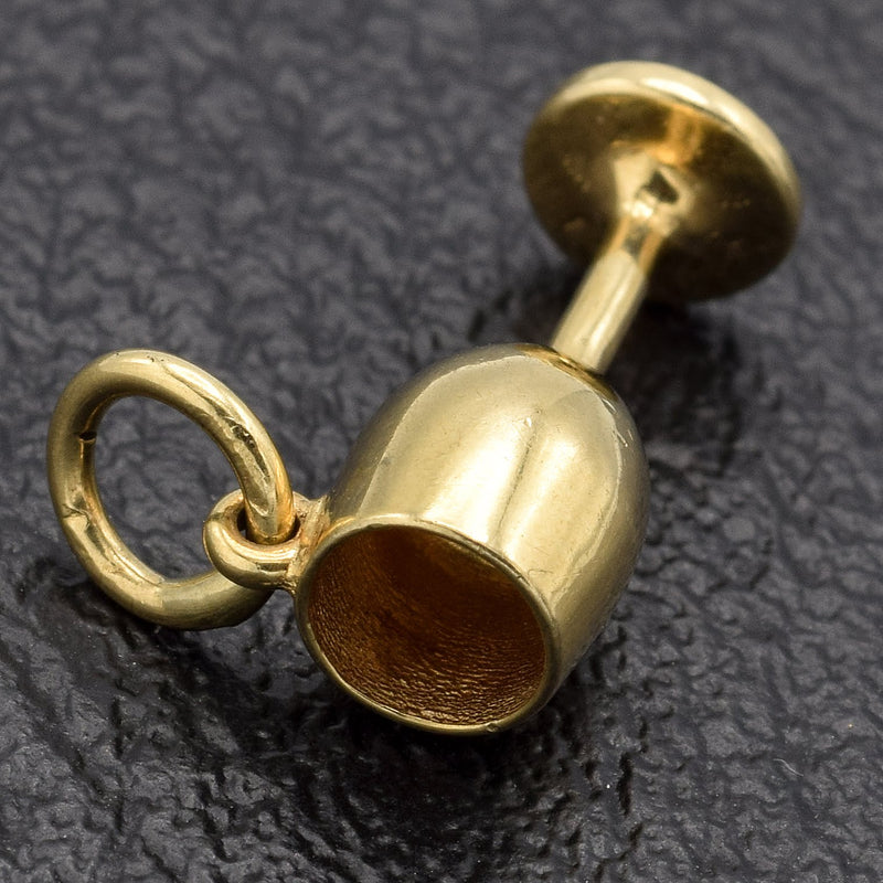 Vintage 14K Yellow Gold Wine Glass Charm Pendant