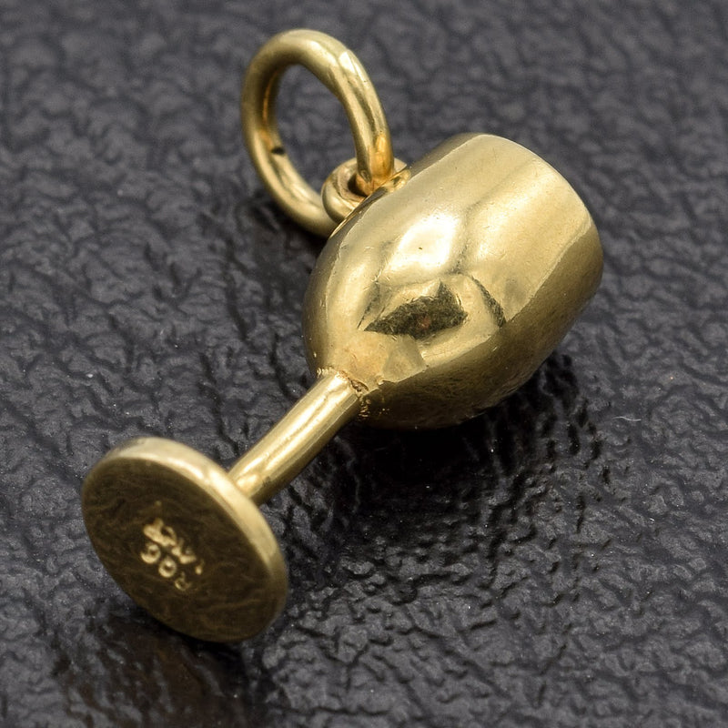 Vintage 14K Yellow Gold Wine Glass Charm Pendant