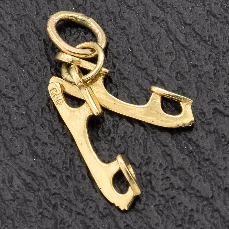 Vintage 14K Yellow Gold Ice Skate Blade Charm Pendant