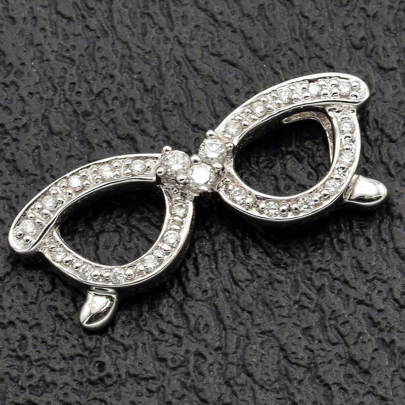 Vintage 14K White Gold 0.14 TCW Glasses Diamond Charm Pendant