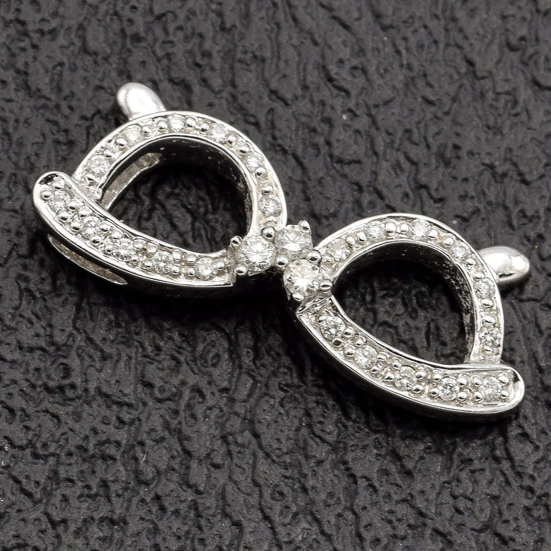 Vintage 14K White Gold 0.14 TCW Glasses Diamond Charm Pendant