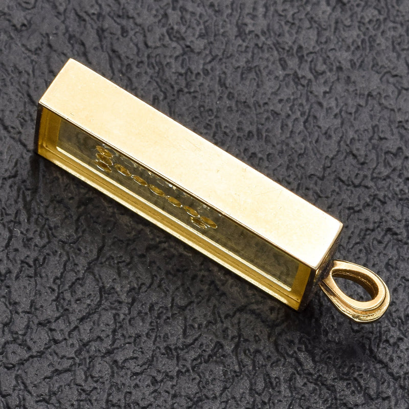 Vintage 14K Yellow Gold Floating Diamond Number One Charm Pendant