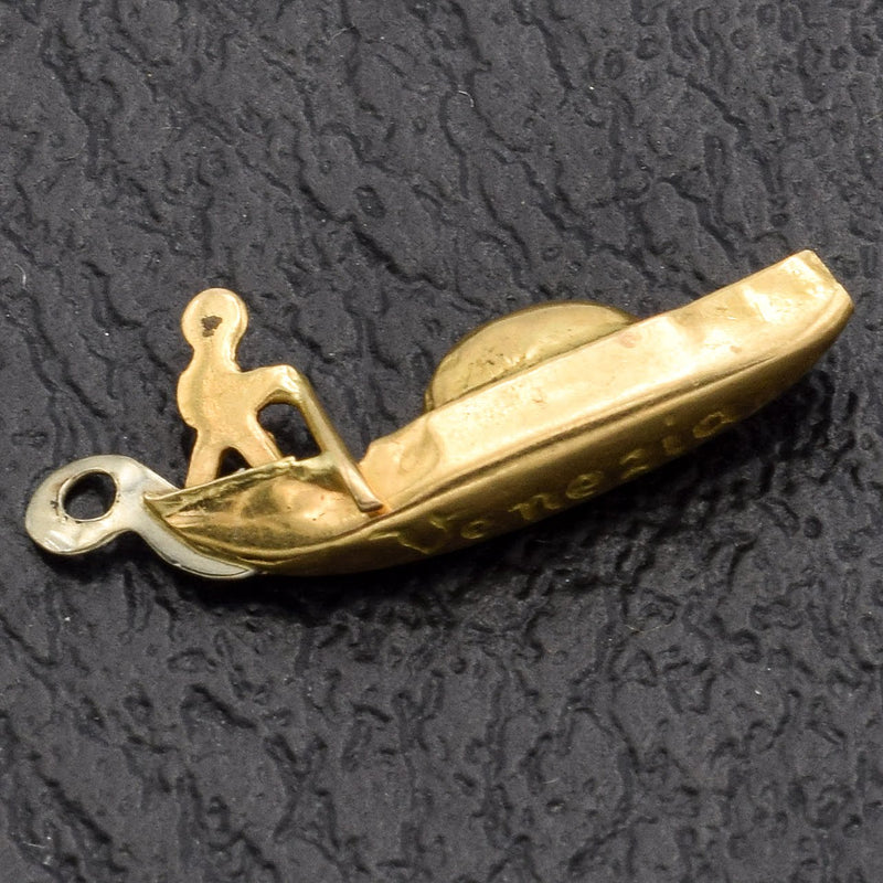 Vintage 14K Yellow Gold Venezia Gondola Charm Pendant