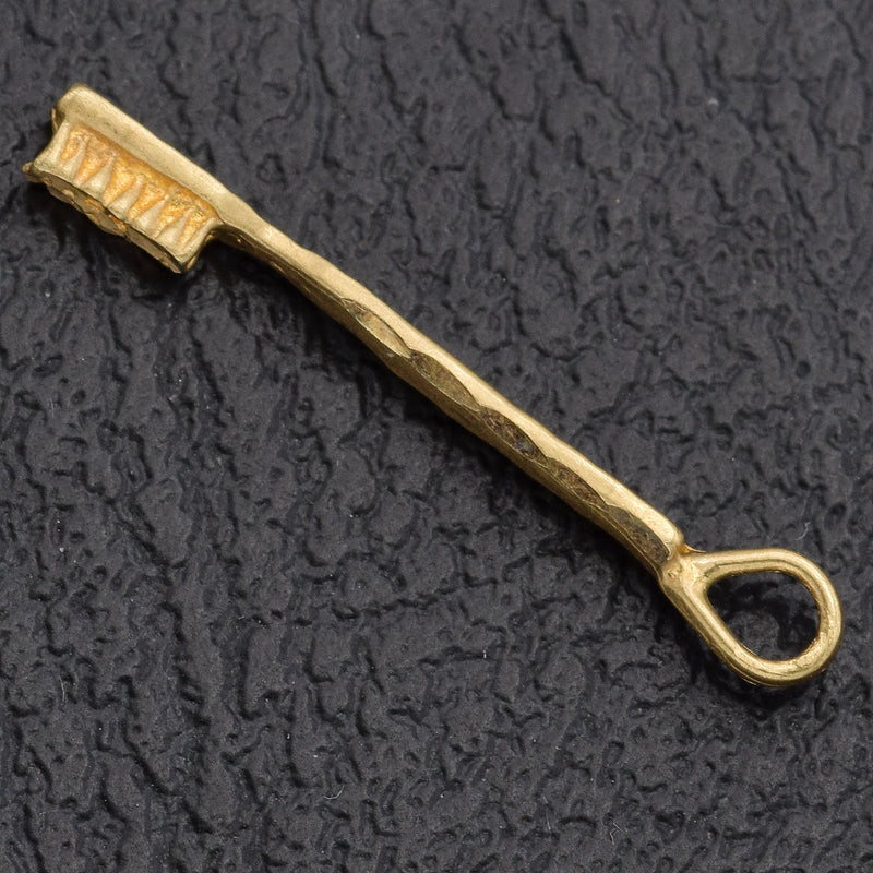 Vintage 14K Yellow Gold Toothbrush Charm Pendant