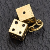 Vintage 14K Yellow Gold Enamel Dice Charm Pendant