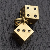 Vintage 14K Yellow Gold Enamel Dice Charm Pendant